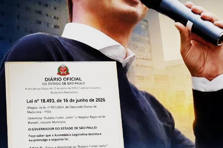 Rubens Furlan, acabada de anunciar que o novo Hospital Regional de Barueri vai se chamar “Rubens Furlan Júnior”