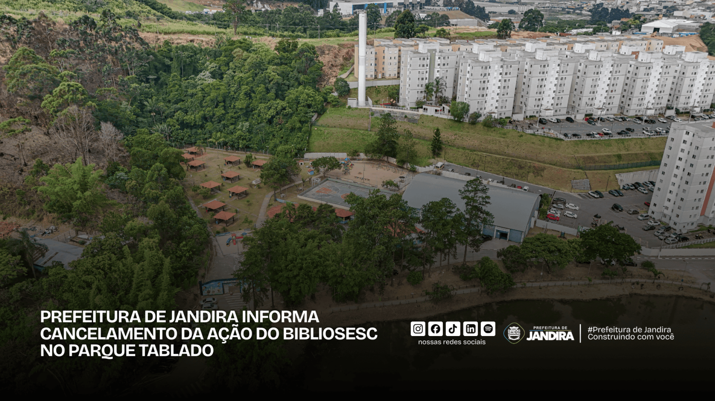 Prefeitura de Jandira comunica cancelamento da ação do BiblioSesc no Parque Tablado